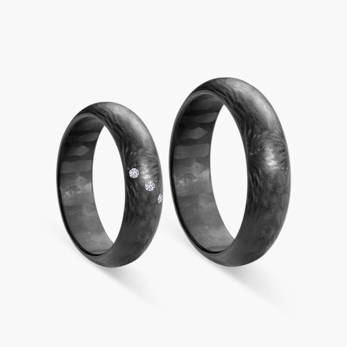 Obrączki ślubne: carbon, półokrągłe, 6 mm